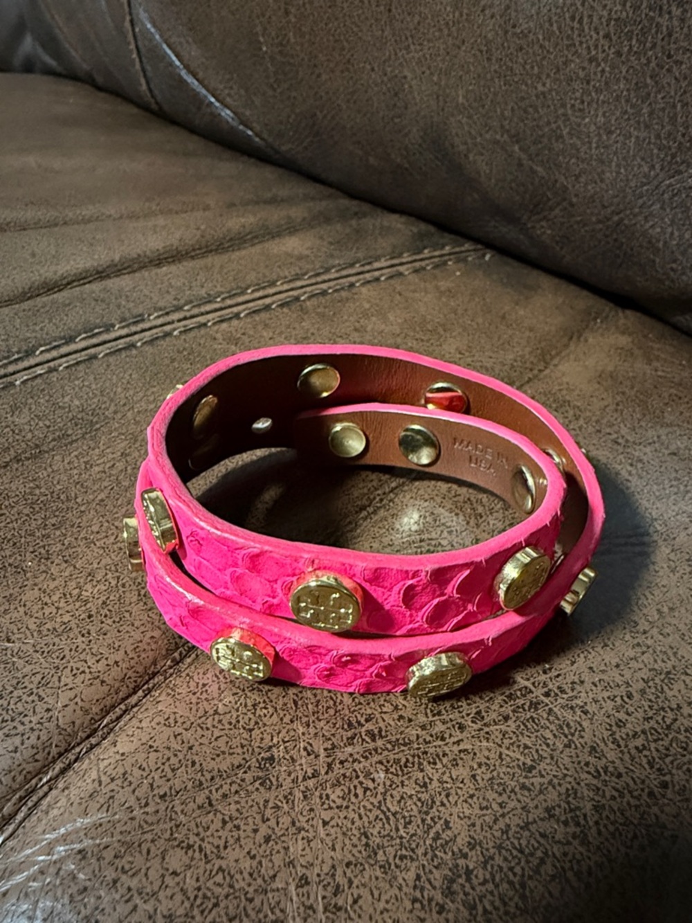 Tory Burch Double Tour Stud Bracelet In Neon Pink